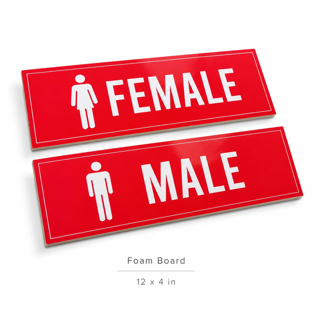 Male & Female Restroom Sign Boards – Pack of 2 | 12 x 4 Inch 5mm Acrylic Boards